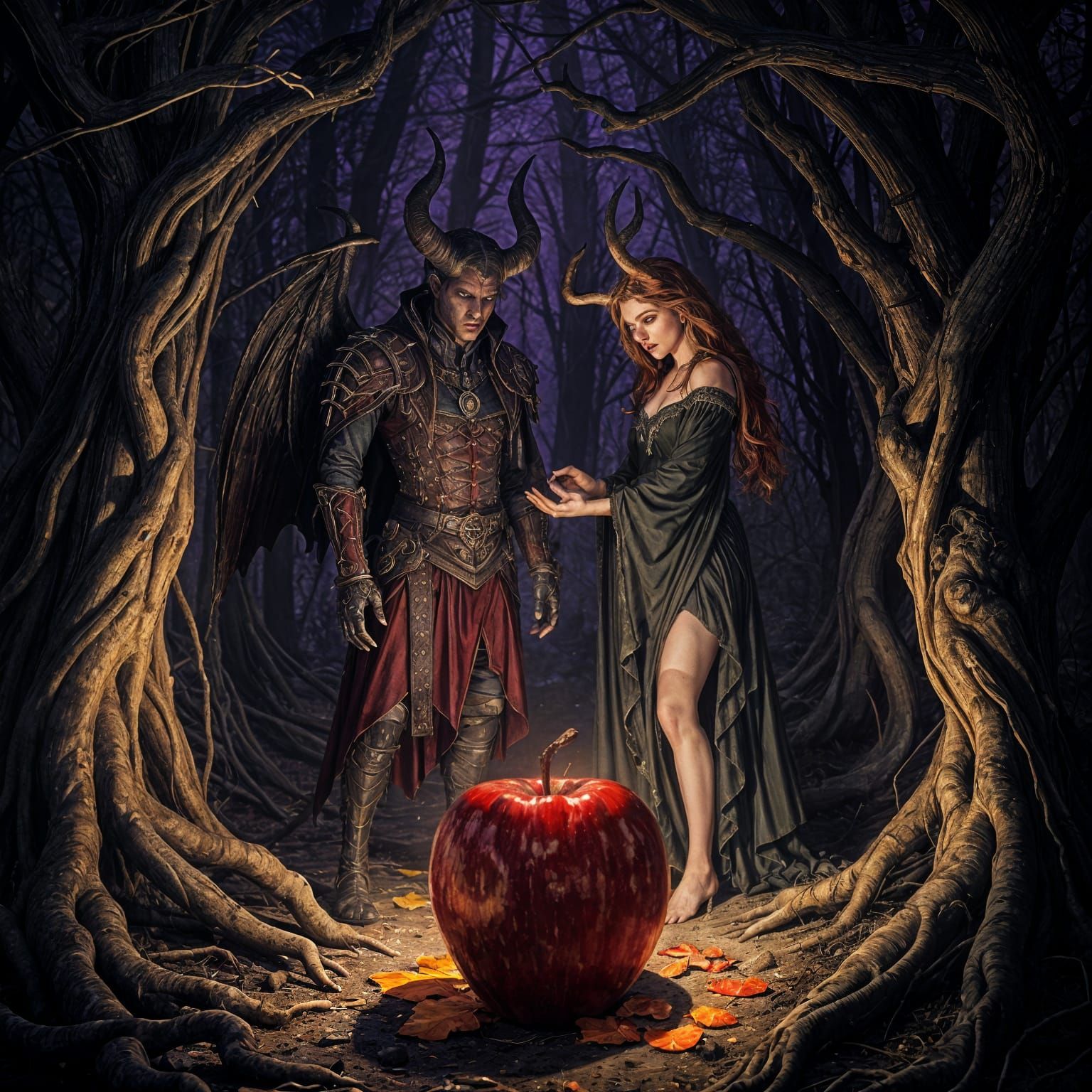 Dark Fantasy Masterpiece of Lilith and the Devil in a Haunte...