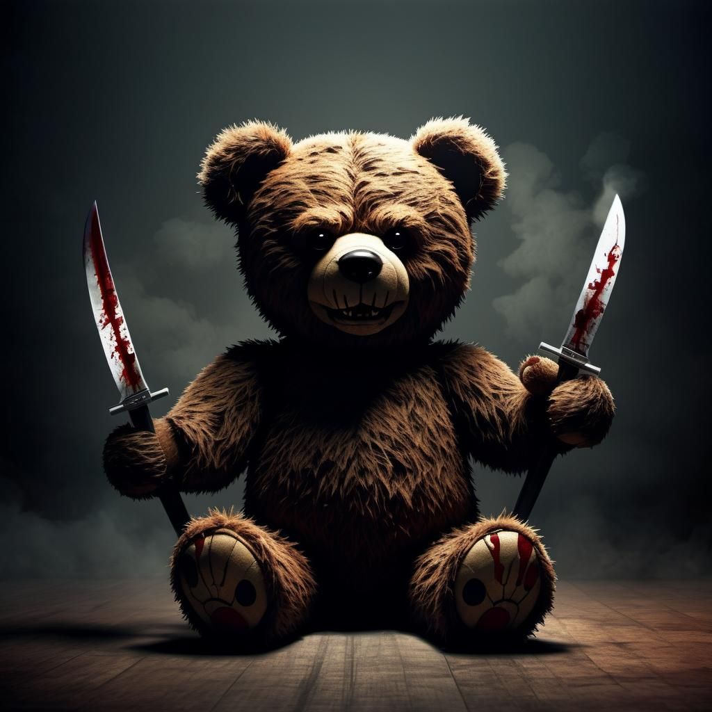 Menacing Evil Teddy Bear Image