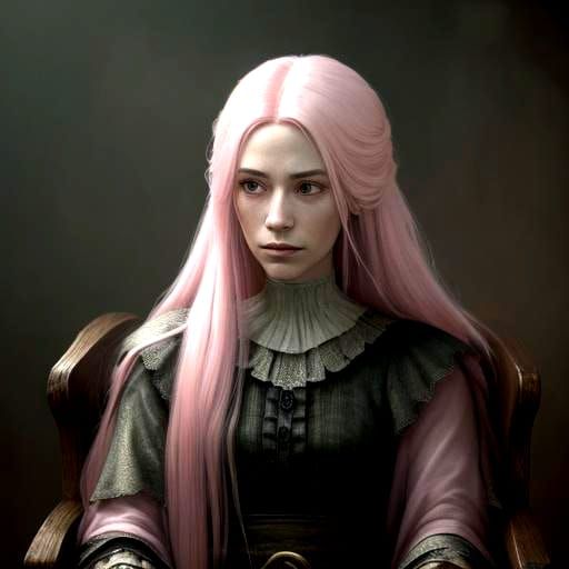 Ethereal Woman Portrait with Pink Hair