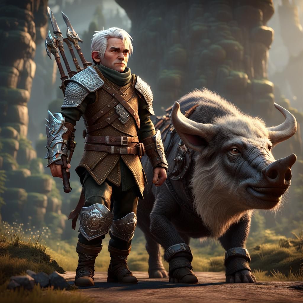 Halfling Ranger with Boar Companion, 3D Cinematic