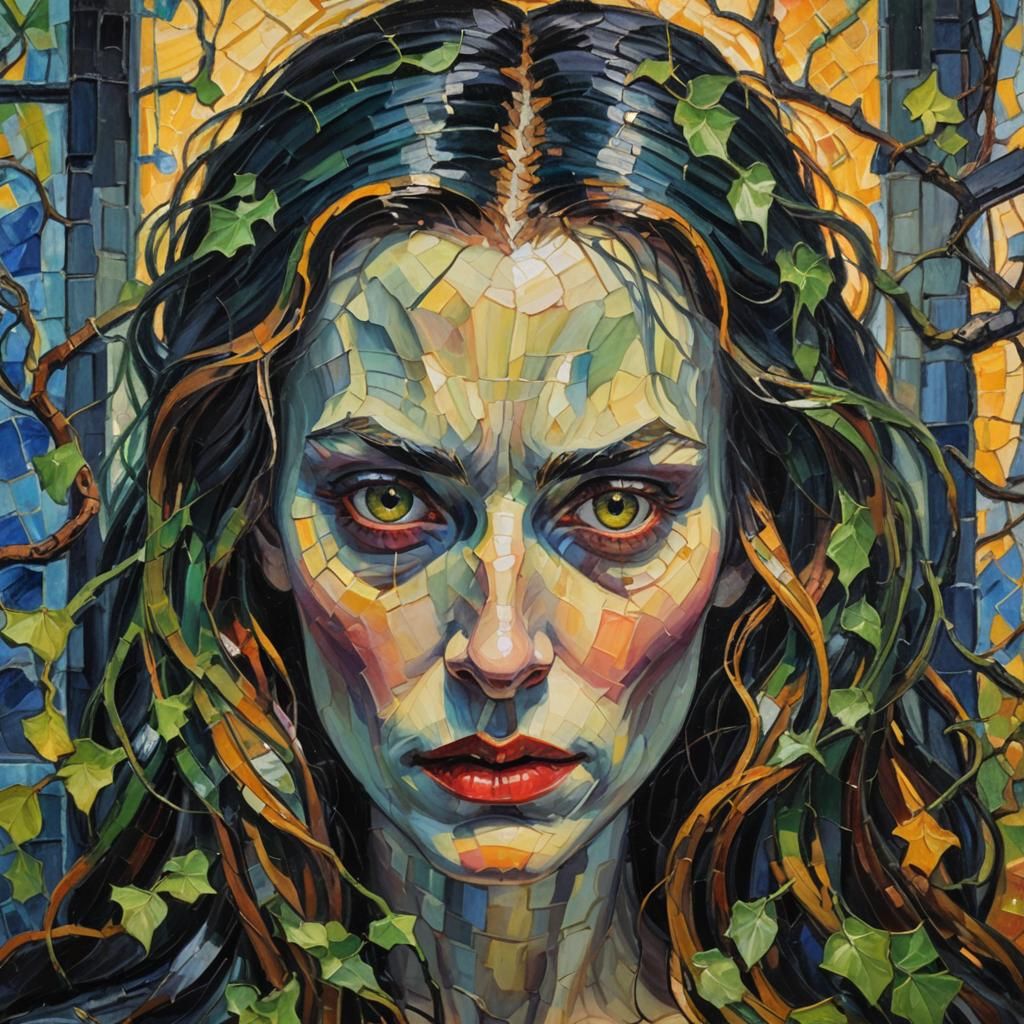 Vampire Portrait in Neo-Impressionist Expressionist Style