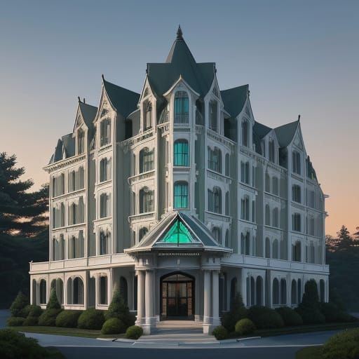The new hotel, an emerald-and-ivory sprawling mansion with s...
