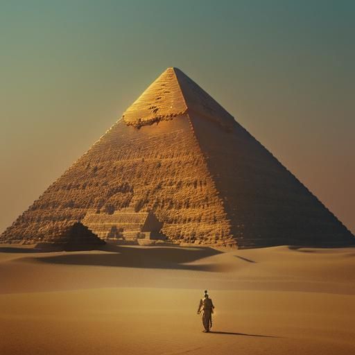 Pharaoh Khufu Gazing at the Great Pyramid