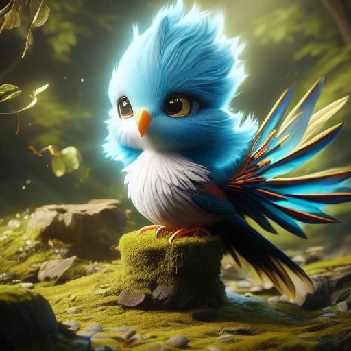 Chibi Bird in Detailed Matte Painting Style
