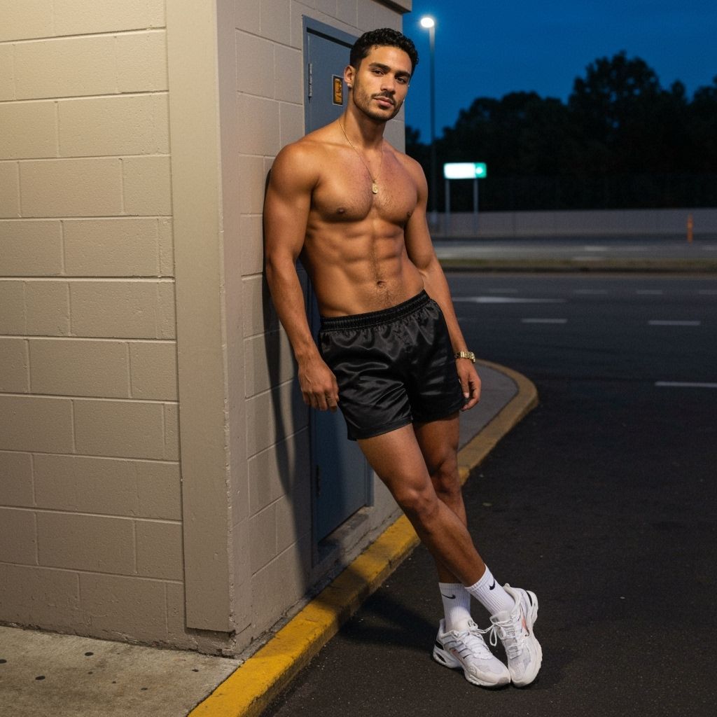 Muscular Gypsy Man by Highway Restroom