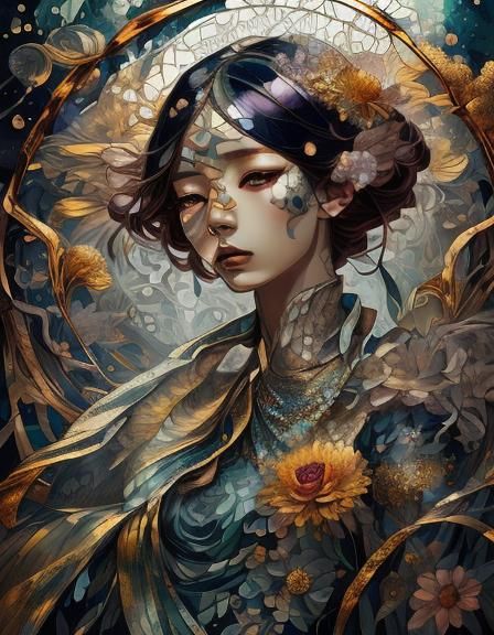 Porcelain Woman Sculpture with Snake Bracelet in Art Nouveau