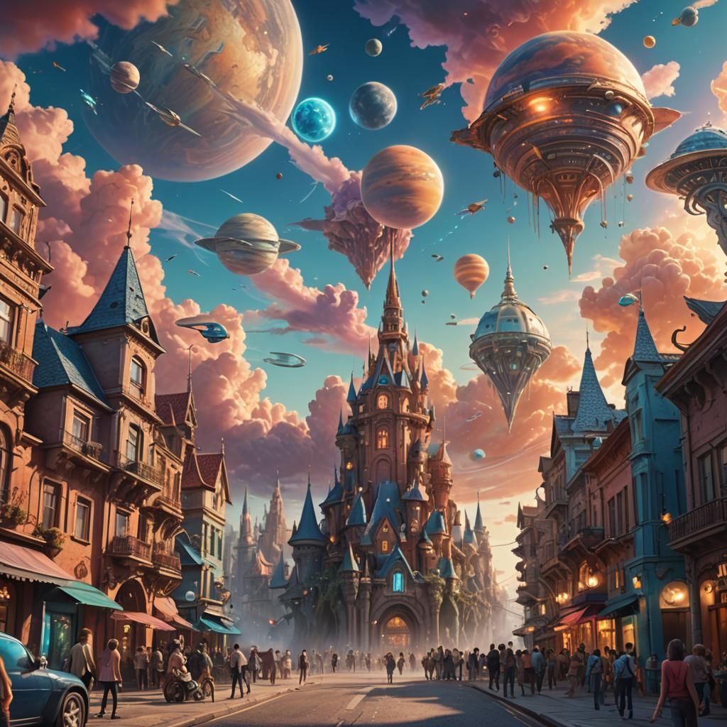 Fantasy City Welcomes Alien Animals: Digital Matte Painting