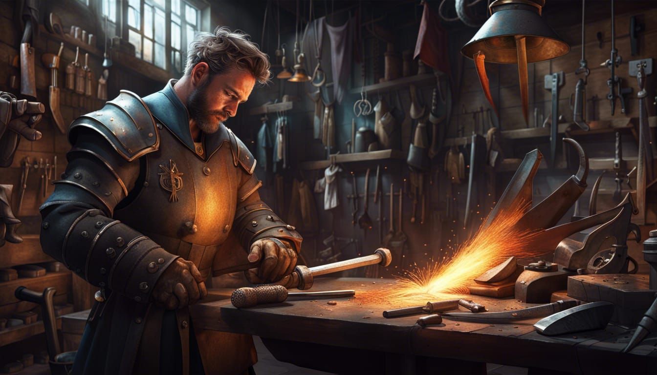 Epic Fantasy Blacksmith's Workshop in Hyperrealistic Style