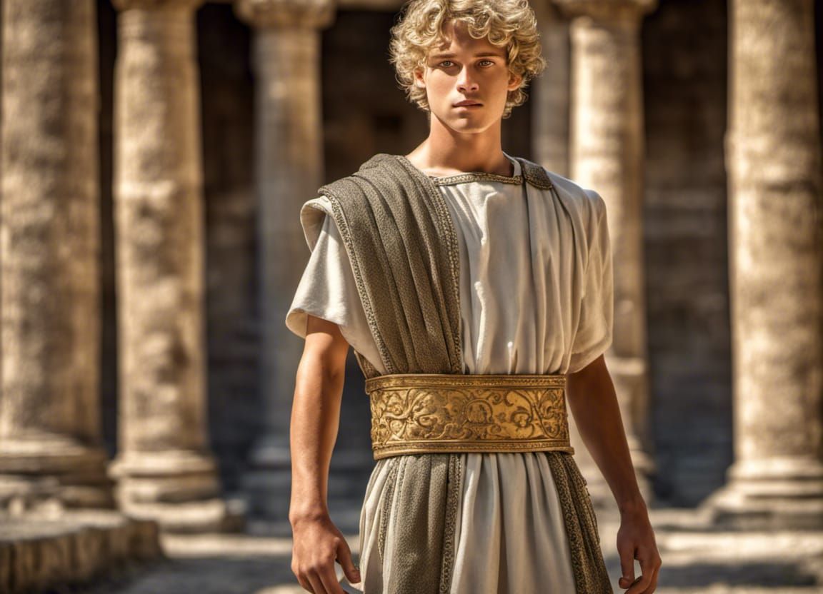 Handsome Roman Teen in Arena: Hyperrealistic Image