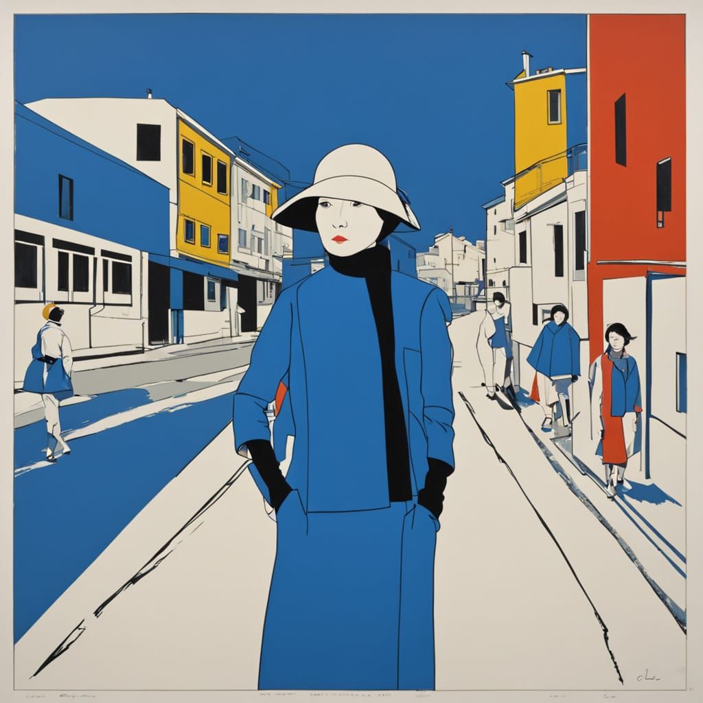 Woman in Blue, Abstract Expressionist Style