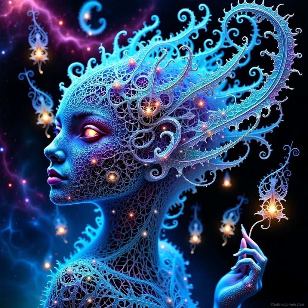 Enchanting Celestial Being Weaves Cosmic Patterns