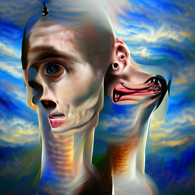 Hyperrealistic Surreal Long Neck Horror in Flickering Light