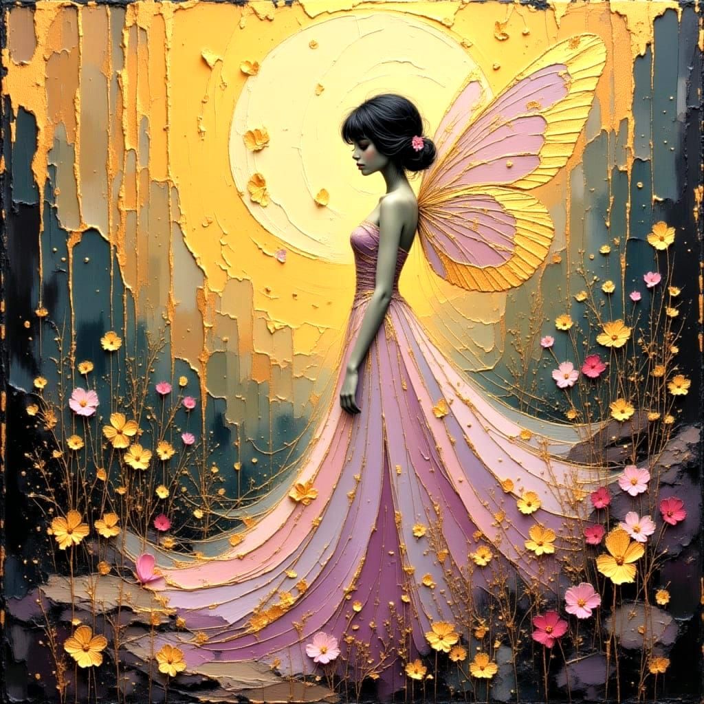 Ethereal Fairy in Fantasy Landscape Oil Painting