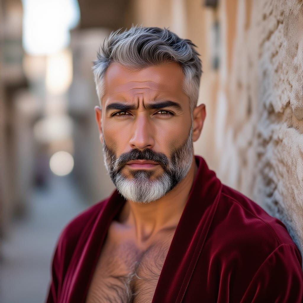 Impressionist Portrait of a Brooding Man in Velvet Robe