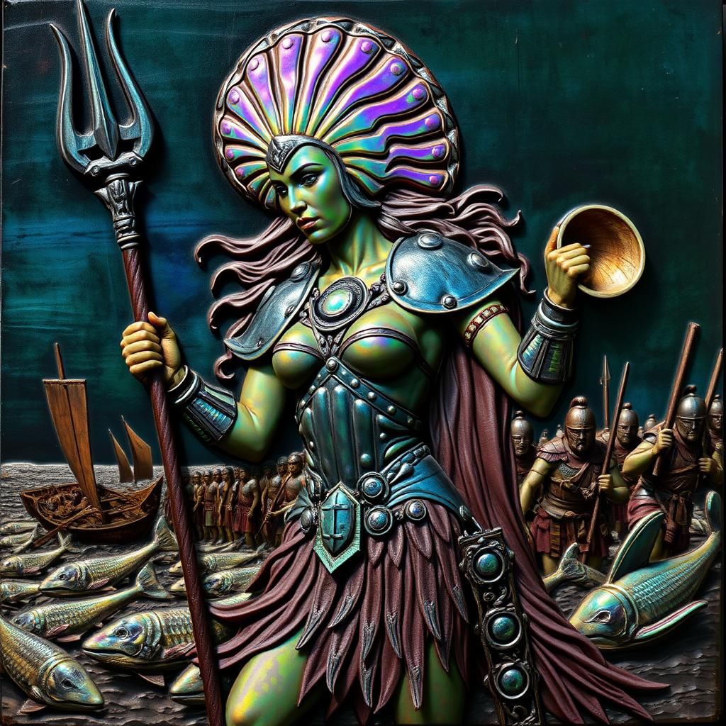 Boudica of the Sea: Ammolite Relief Carving