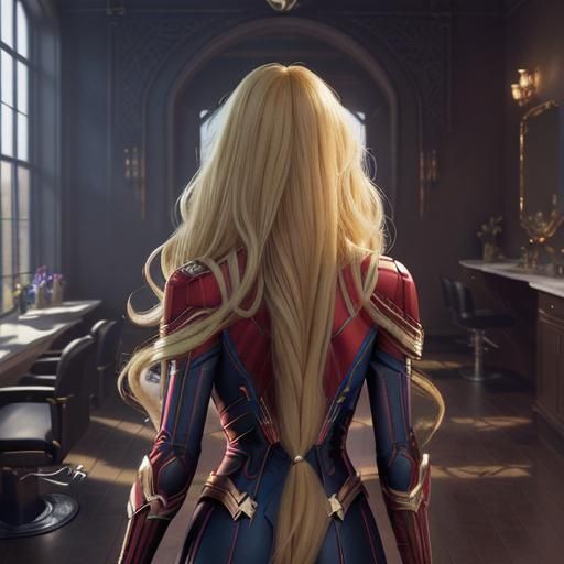 Blonde Rapunzel in Salon: Detailed Fantasy Art