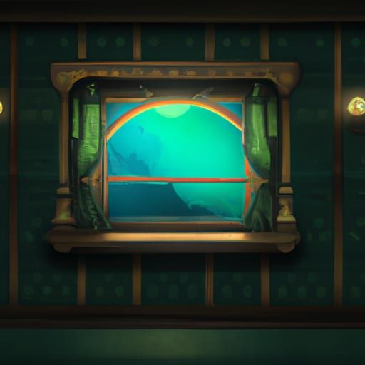 Golden Framed Train Window Matte Painting