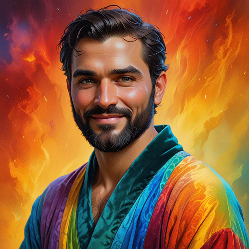 Elegant Arabian Gentleman in Vibrant Velvet Robe