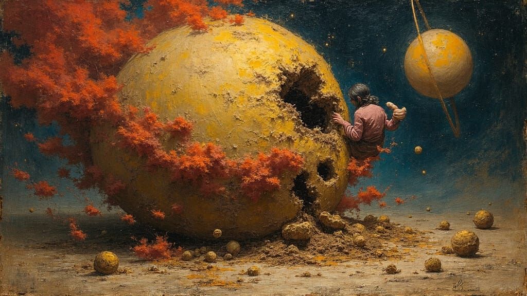 Saturn Consumes His Own Son in Dark Baroque Art