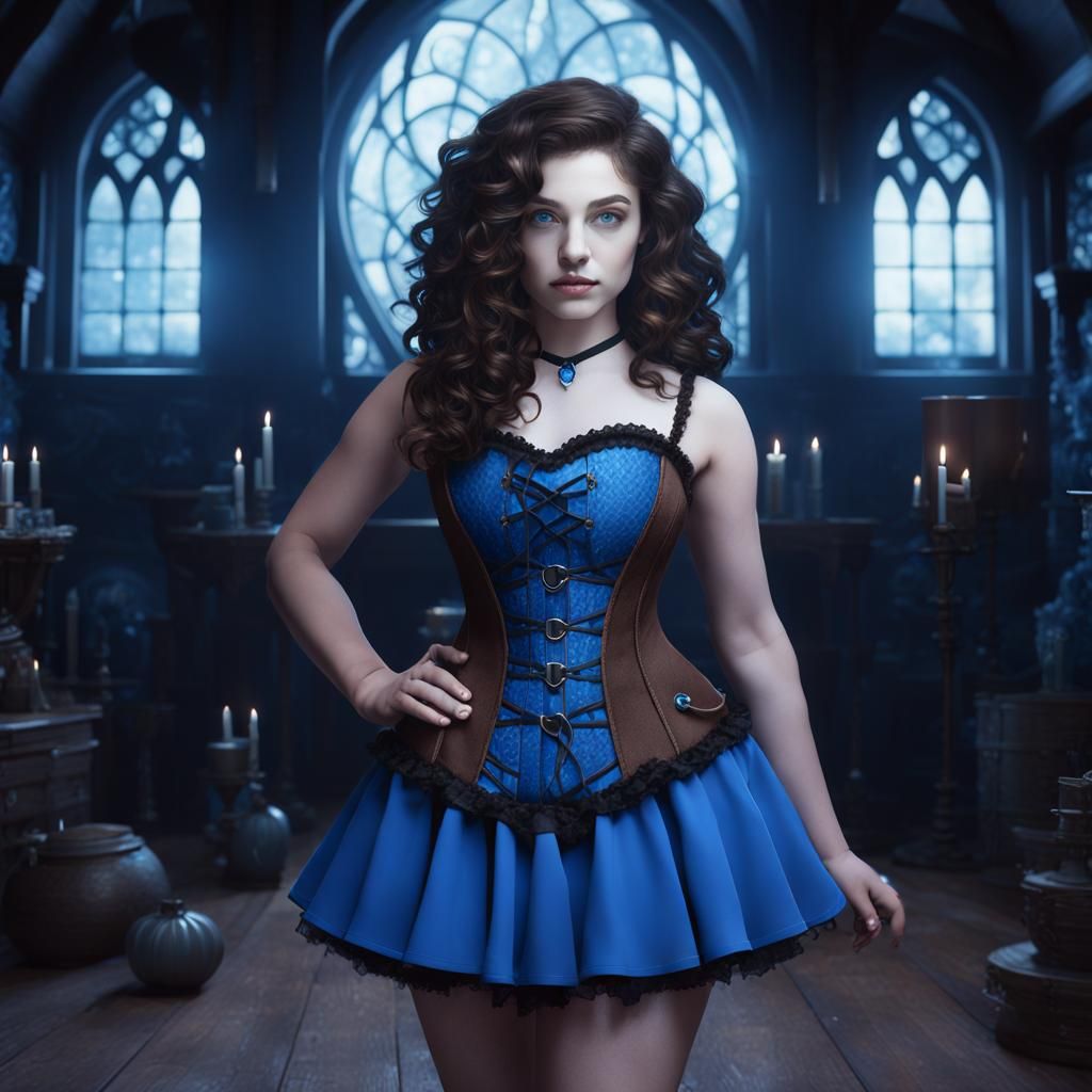 Young Witch Casting Spells in Gothic House