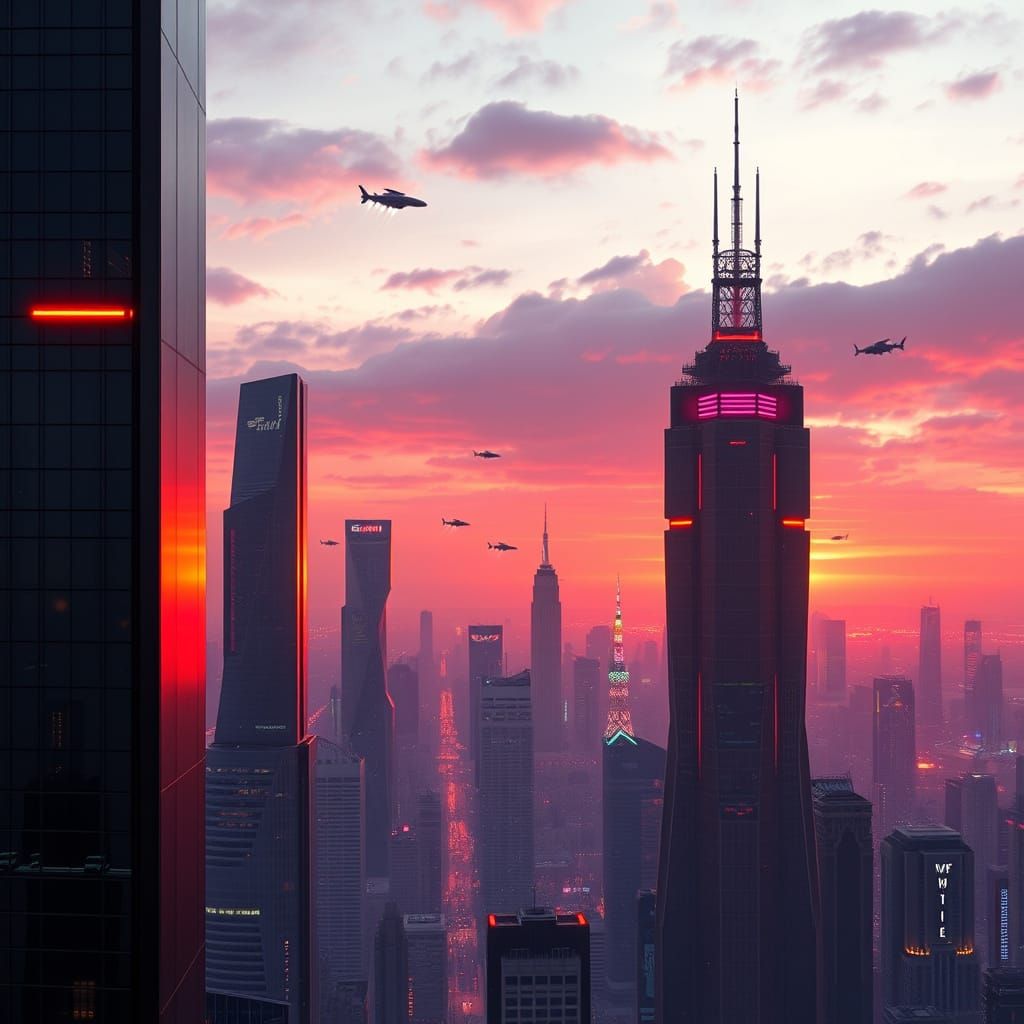 Futuristic Cityscape Unveiled from Towering Skyscraper