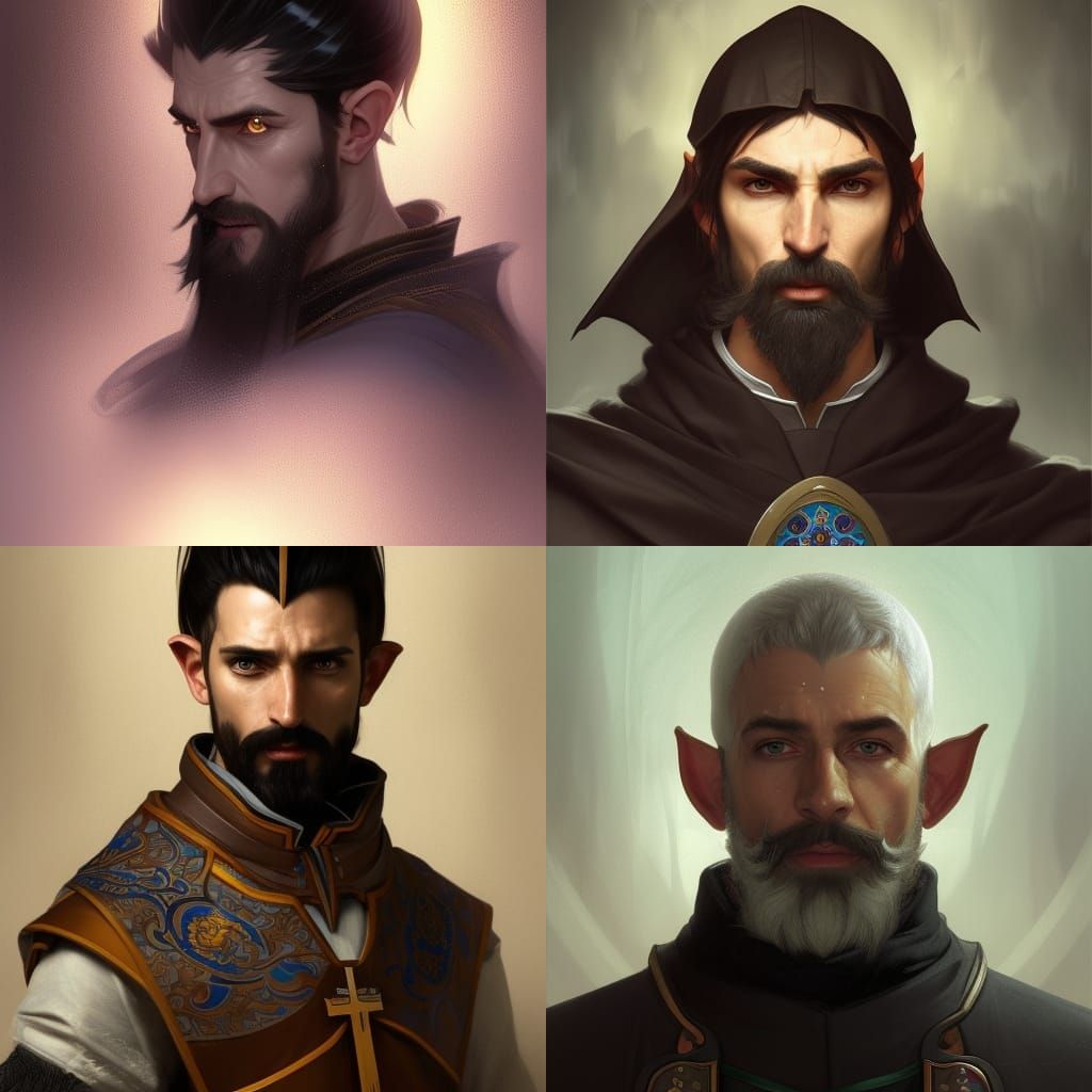 High Elf Thief Portrait in an Art Nouveau Style