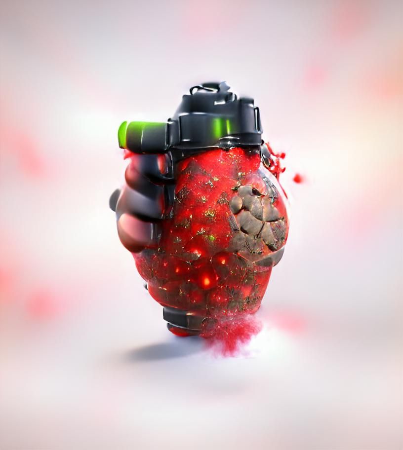 Strawberry Grenade Exploding into Red Shrapnel