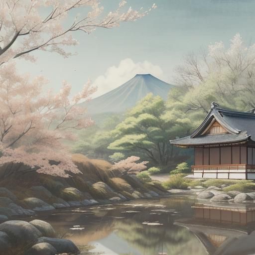 Musashi Miyamoto in Sumi-e Ink Wash Painting