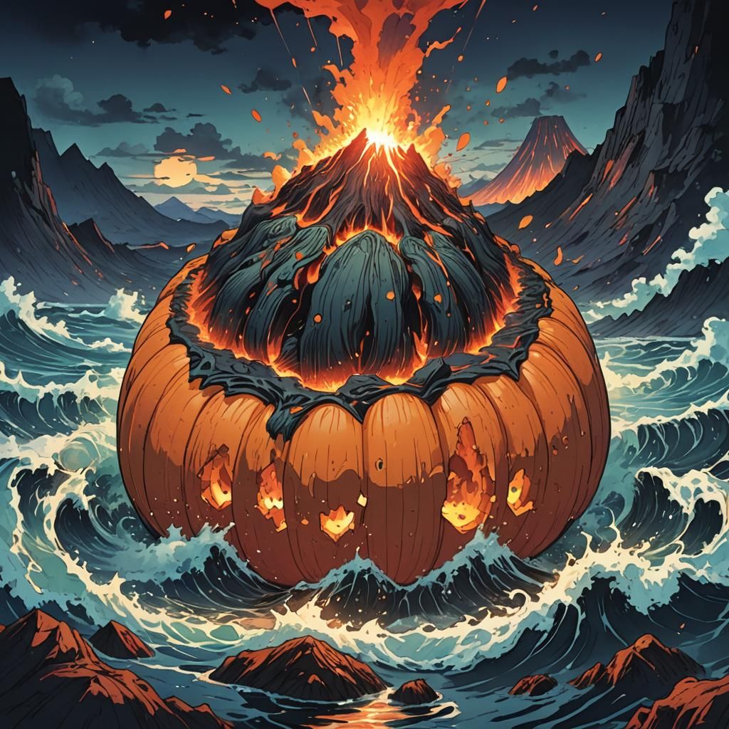 Volcano in Pumpkin: Vibrant Anime-Style Manga Scan