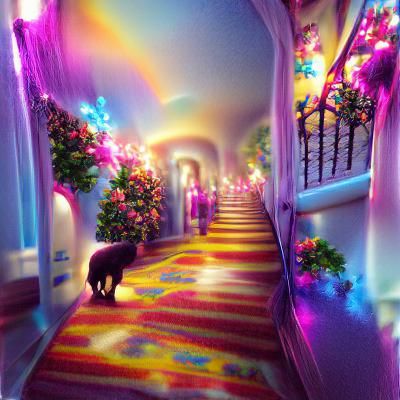 Whimsical Hallway in Hyperrealistic Style