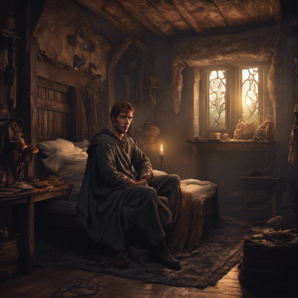 Medieval German Bedroom in Dark Fantasy Style