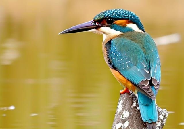 Kingfisher Perched by Sparkling River