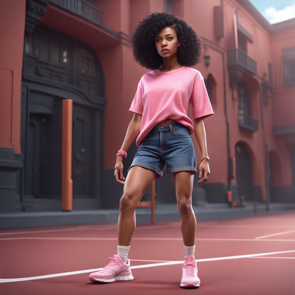 Girl with Black Curls in Detailed Matte Painting