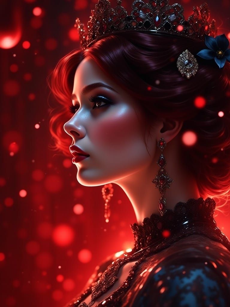 Edwardian Woman in Ruby Splendor