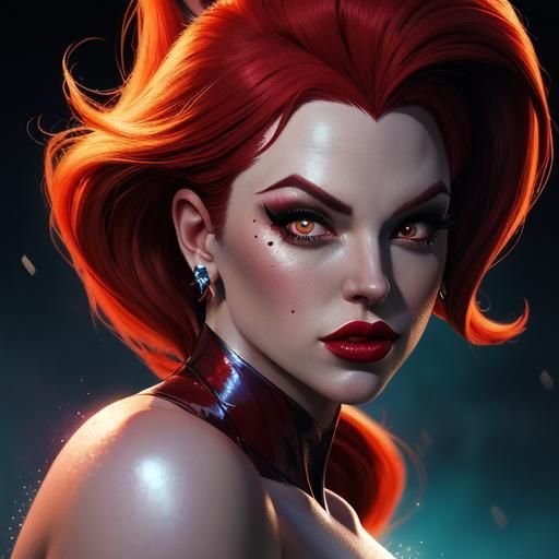 Batboy Jessica Rabbit Hyperrealistic Splash Art