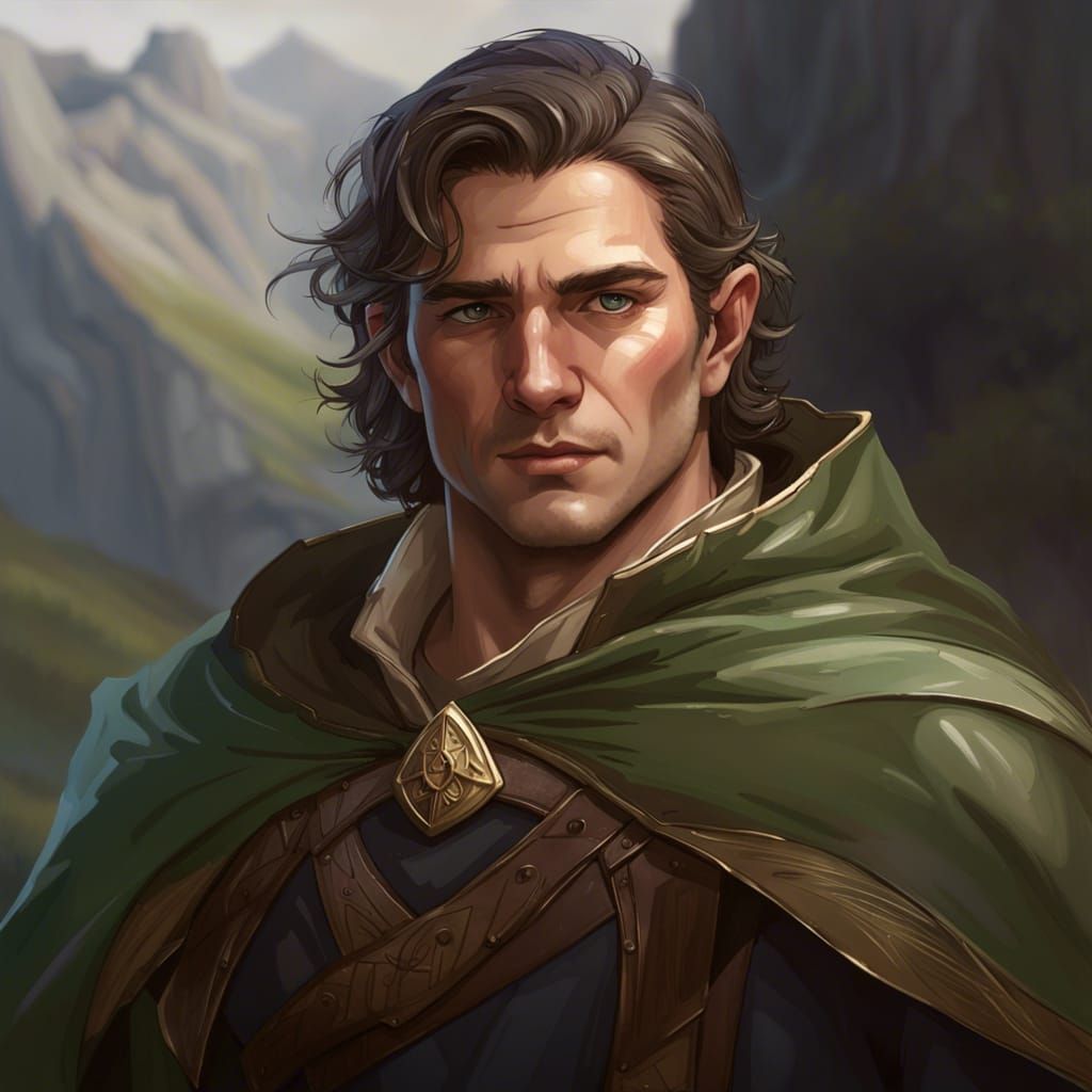 Middle-earth Ranger Portrait in Art Nouveau Style