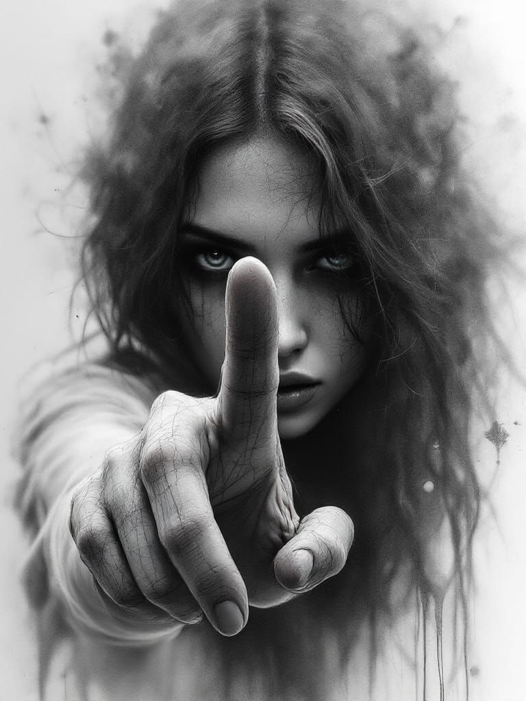 Expressive Portrait of Woman in Dreamlike Pencil Style