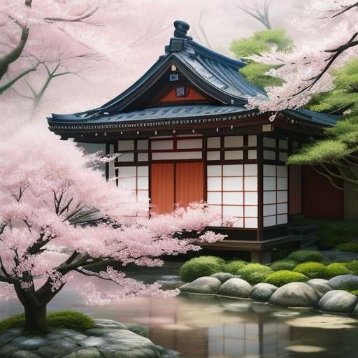 Tofu in Kimono: Watercolor-Style Japanese Garden