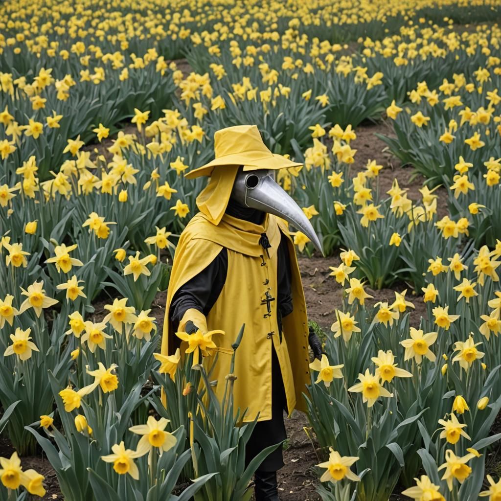 Plague Doctor in Daffodil Field