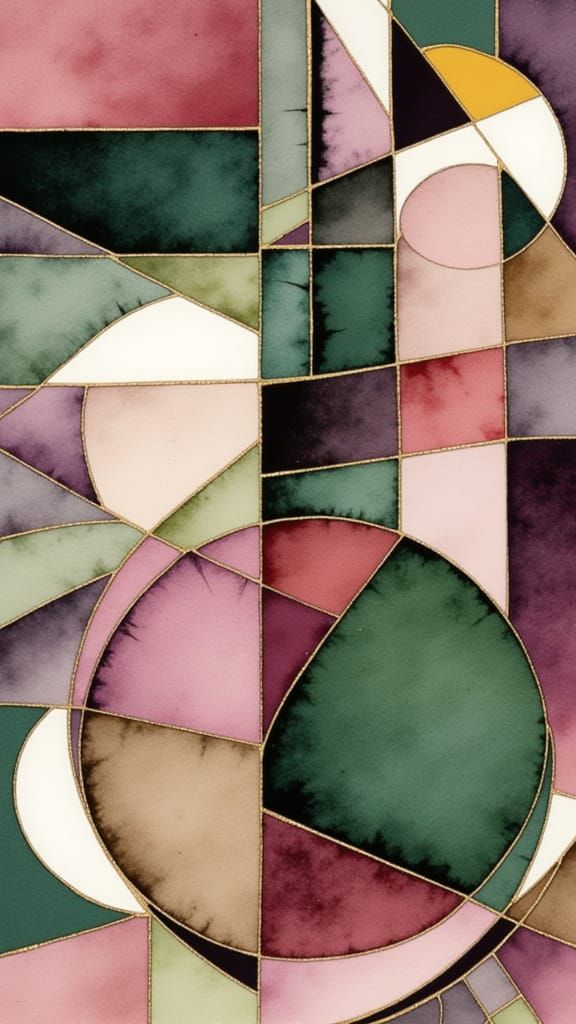 Abstract Geometric Shapes in Watercolor Style