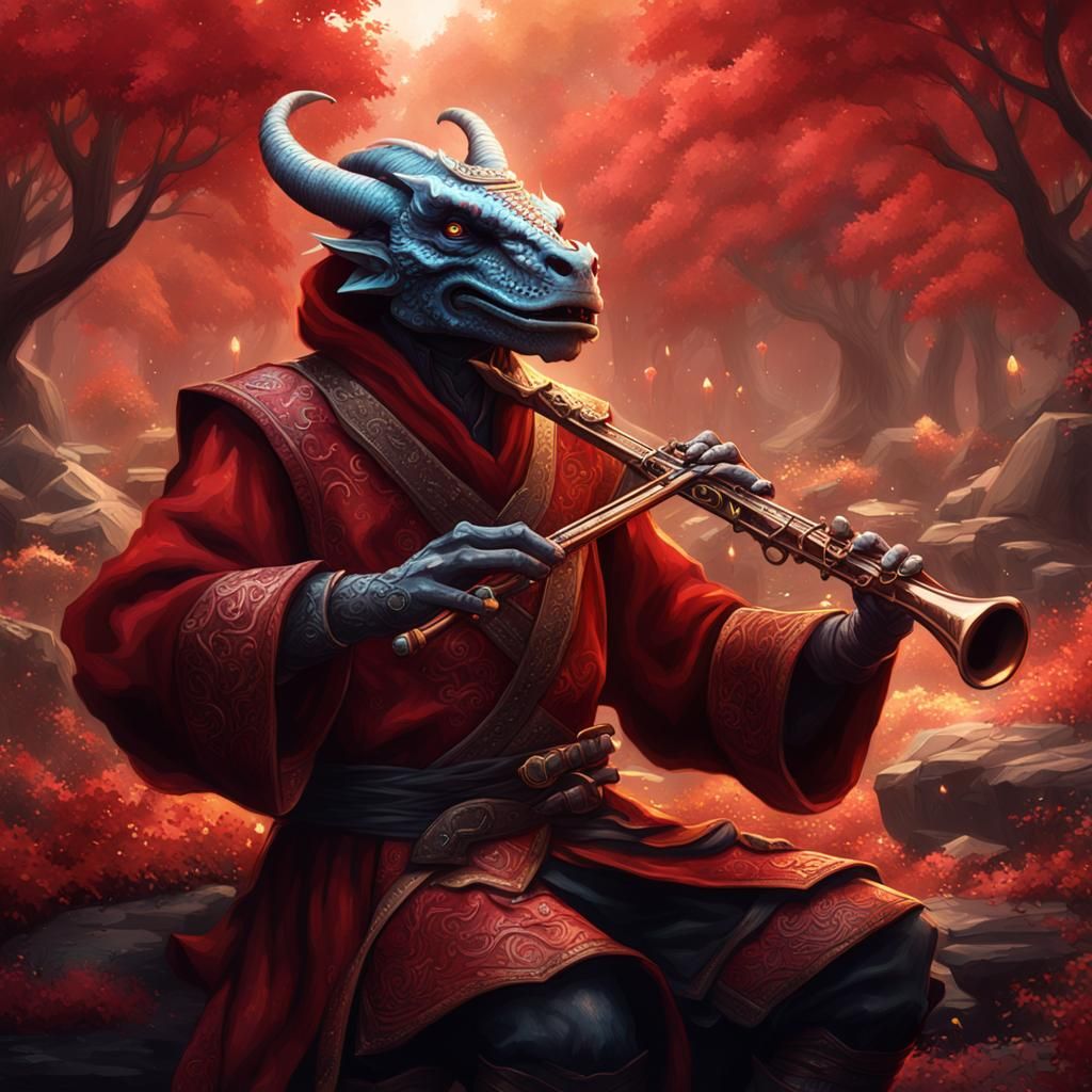 Dragonborn Bard's Festival Performance: Detailed Fantasy Art
