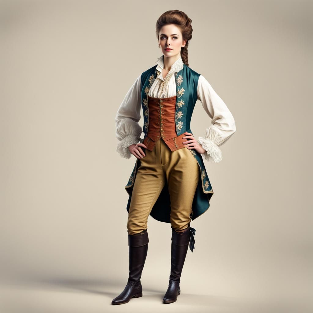 18th Century Girl in Breeches, Photorealistic Style