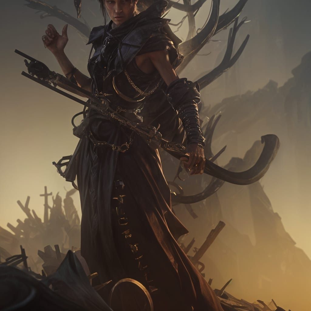 Dark Fantasy Clergyman in Dynamic Lighting