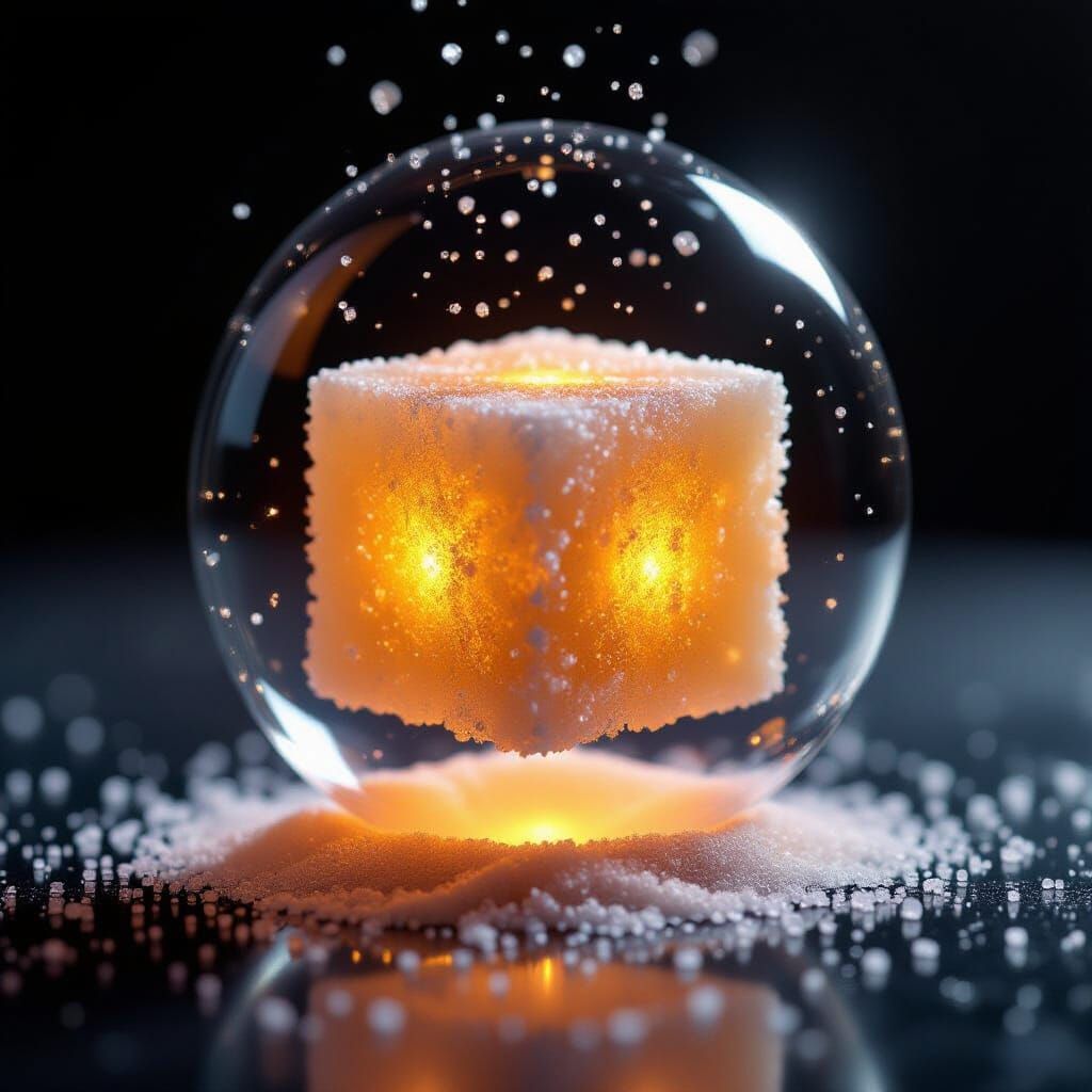 Glowing Sugar Cube in Black Void
