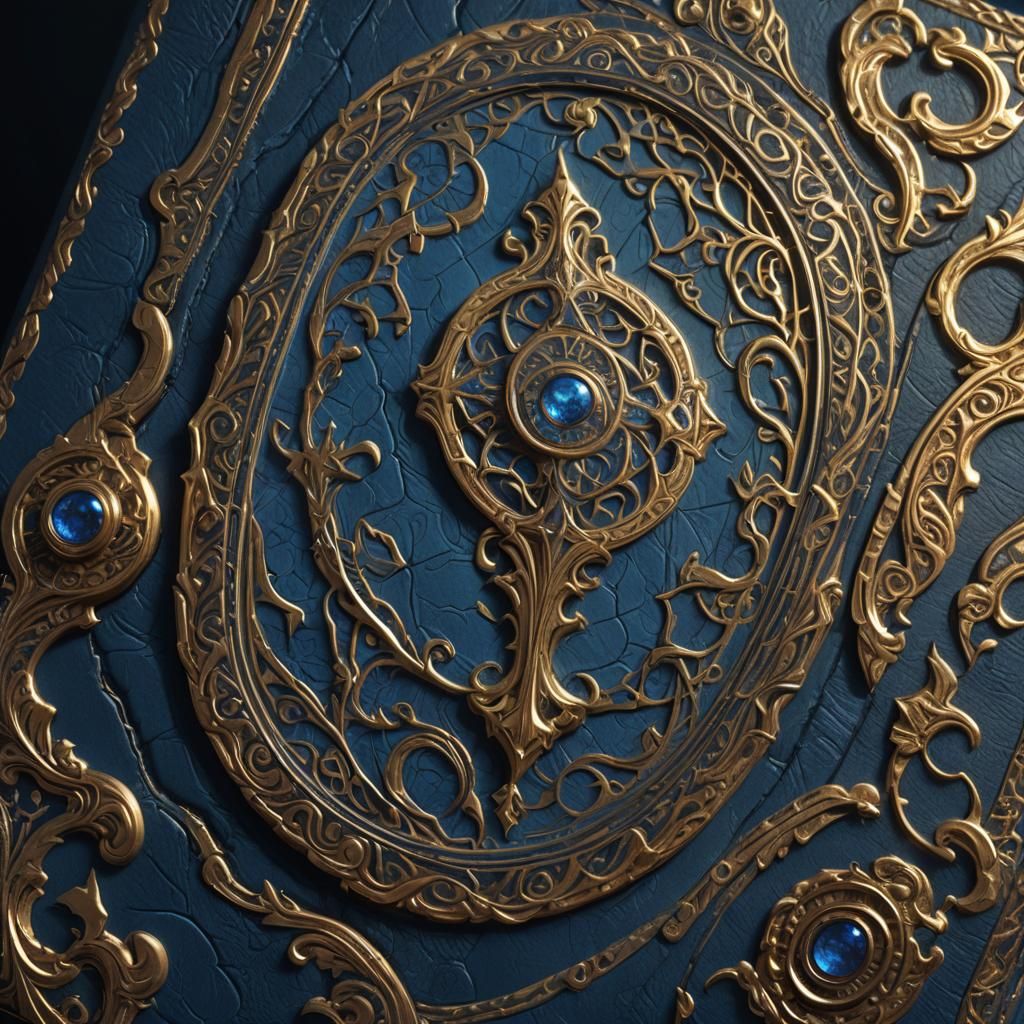 Man Holding Wallet with Golden Filigree, Matte Painting