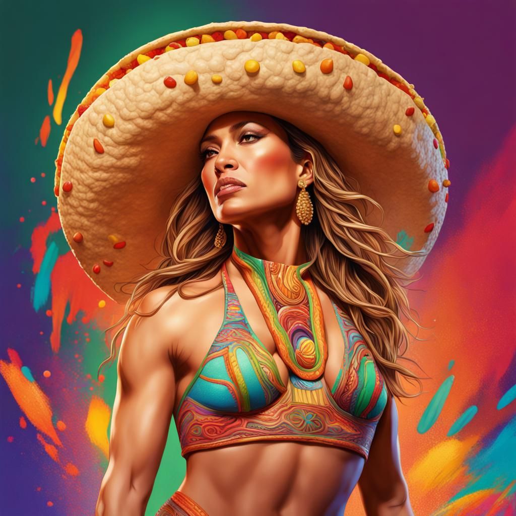 Jennifer Lopez as Animated Taco: Hyperrealistic Art
