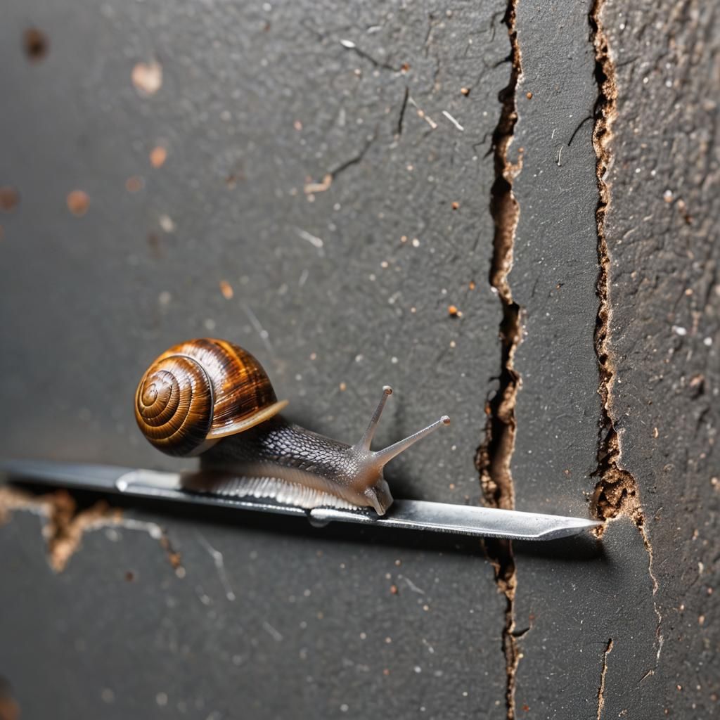 Snail's Precarious Journey on Razor Blade Edge