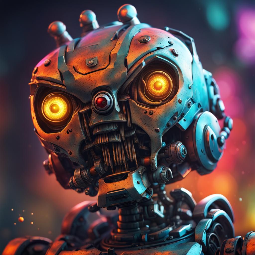 Hyperrealistic Robot in Splash Art Style