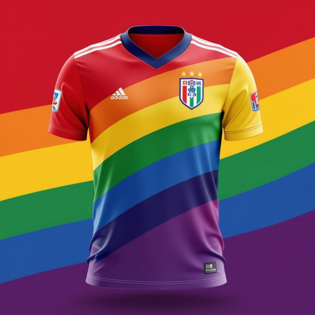 Vibrant LGBTQ+ Pride Football Jersey Design
