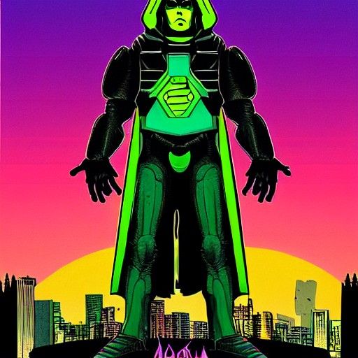 Dr. Doom Movie Poster in Synthwave Style